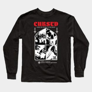 CURSED Horror T-shirt- Horror, Slasher, Metal, Giallo Shirt, Retro Long Sleeve T-Shirt